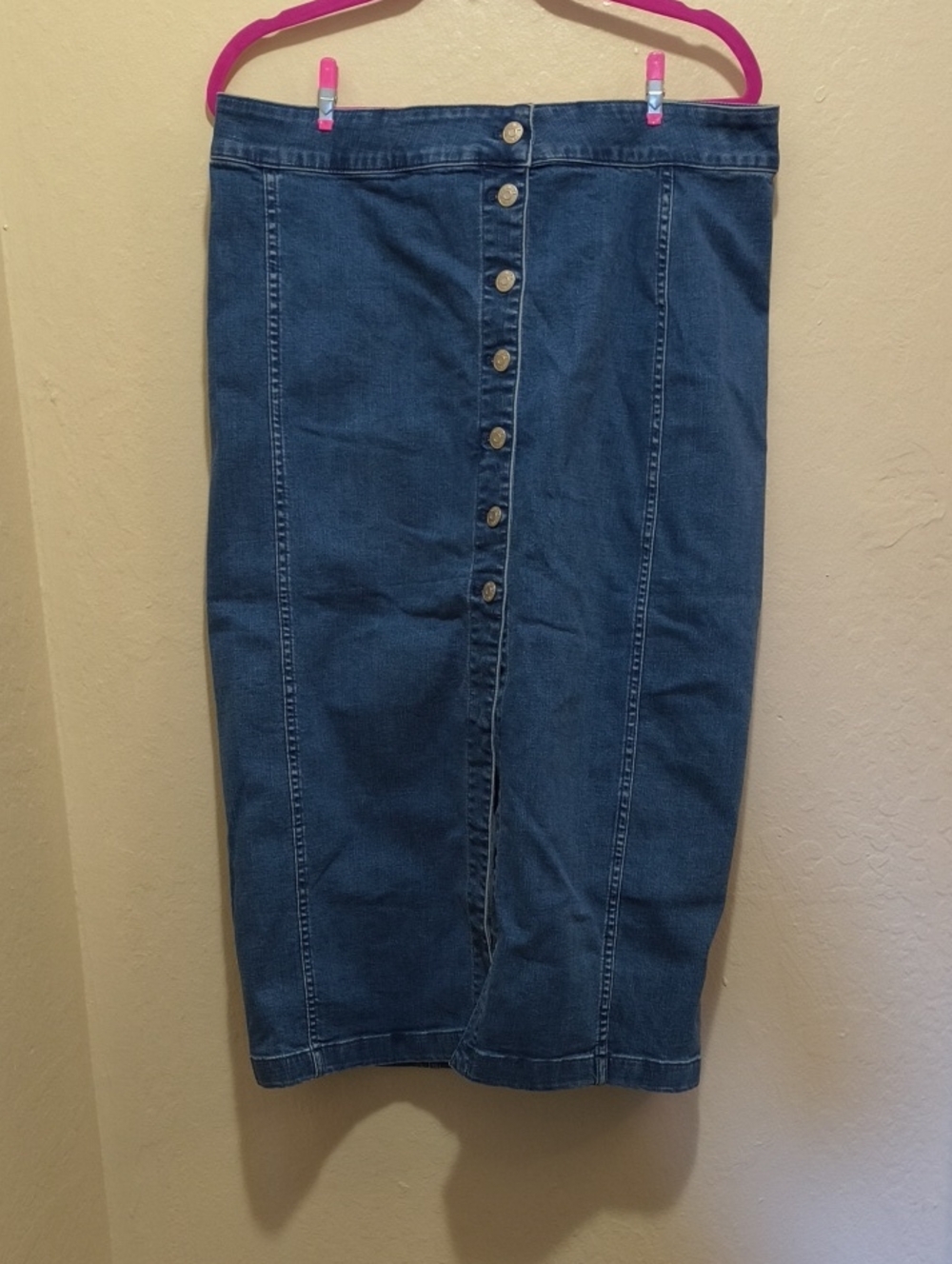 Madewell Button-Front Denim Midi Skirt - Blue